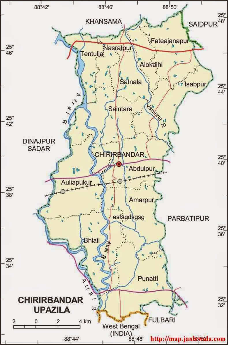 chirirbandar upazila map of bangladesh