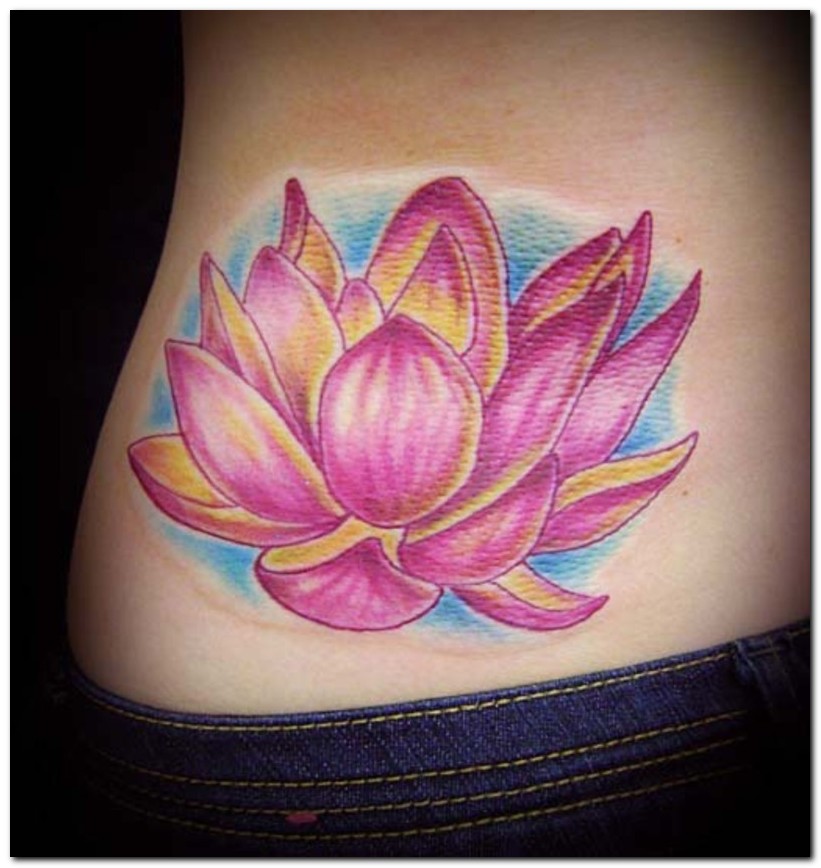 Lotus flower tattoos are normally drawn with the feet in the ground while