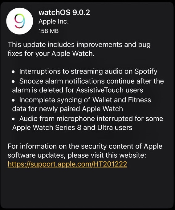 watchOS 9.0.2 Features