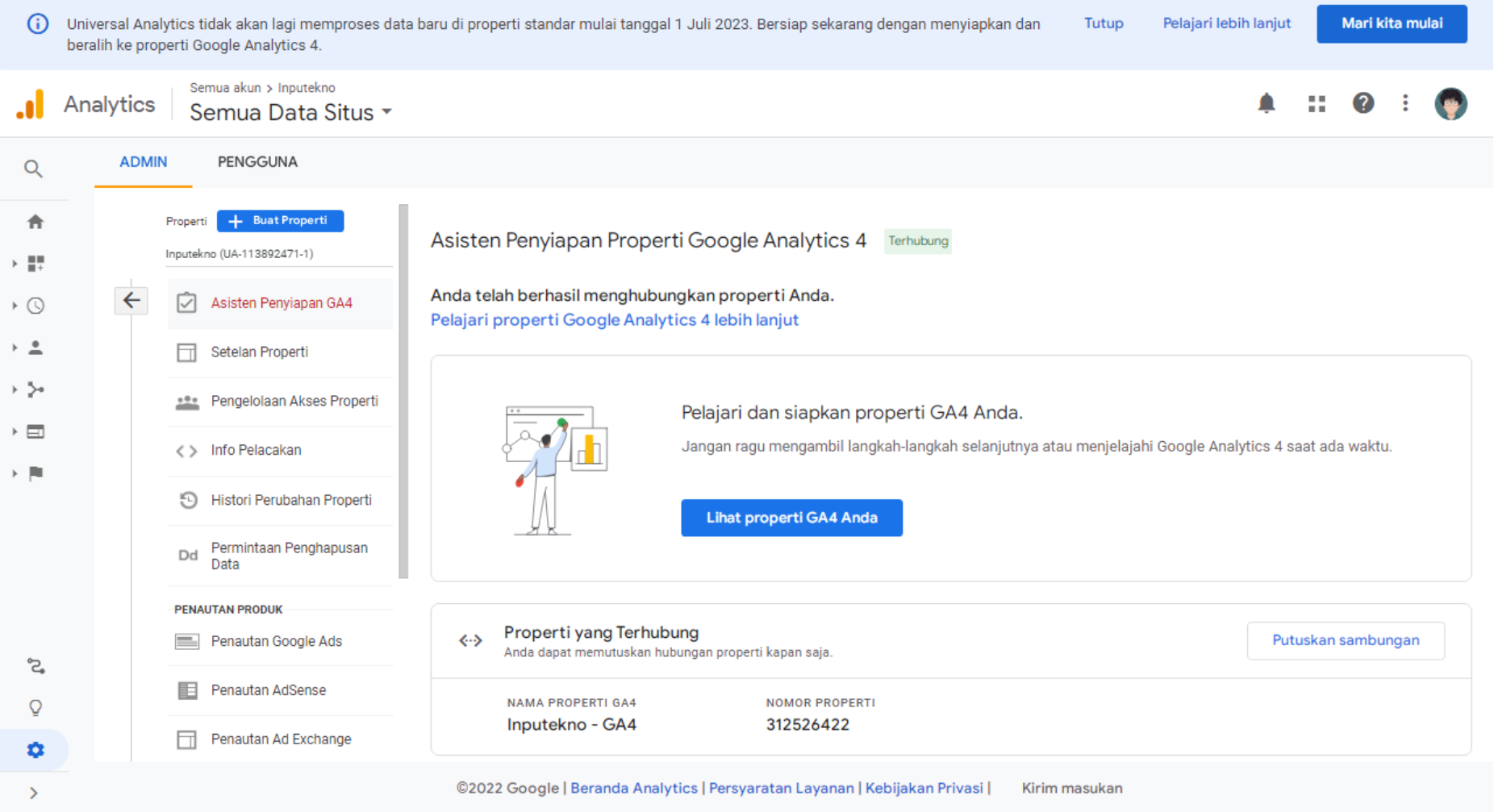 Upgrade Properti Google Analytics 4 (GA4)