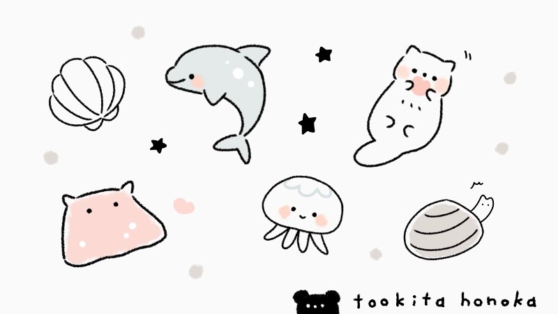 海の生き物の簡単かわいいイラスト 絵の描き方まとめ 水族館 手書き ボールペン 手帳用 遠北ほのかのイラストサイト