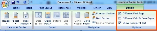 How to Set Different Headers on Different Pages in MS Word