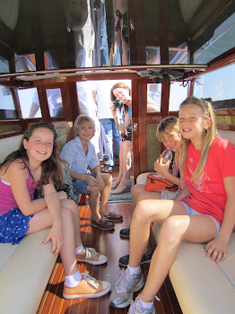 The boys and the Nance girls on a snazzy taxi in Venice