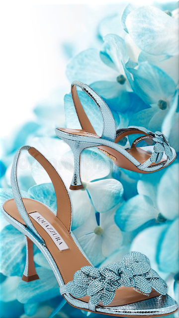 ♦Aquazzura Galactic Flower acqua blue leather sandals #brilliantluxury