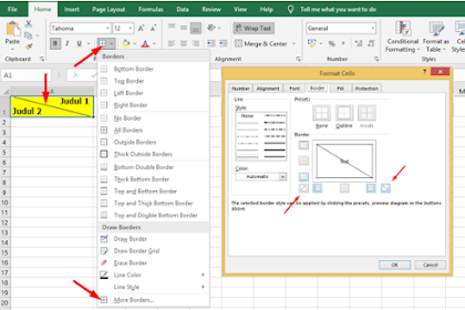 Cara Membuat Dua Judul Tabel Dalam Satu Cell di Excel Dengan Garis Diagonal