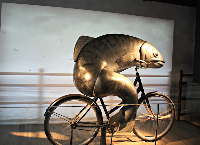 Moving fish on a bike at Guinness Storehouse in Dublin, Ireland