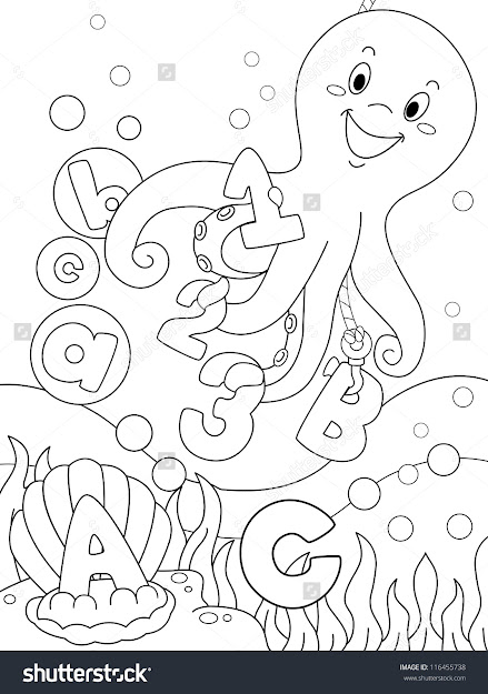 Illustration Featuring An Underwater Coloring Page That Can Be Colored