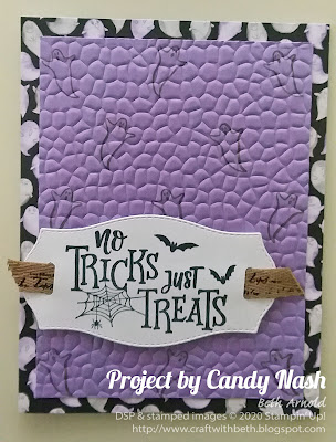 Craft with Beth: Second Sunday Sketches card sketch challenge with measurements Candy Nash Halloween hammered metal embossing folder