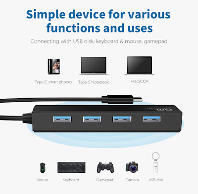 DM Type-C USB3.0 High-Speed Expansion 4-Ports HUB USB Splitter Adapter for Samsung S9 S8 S7 