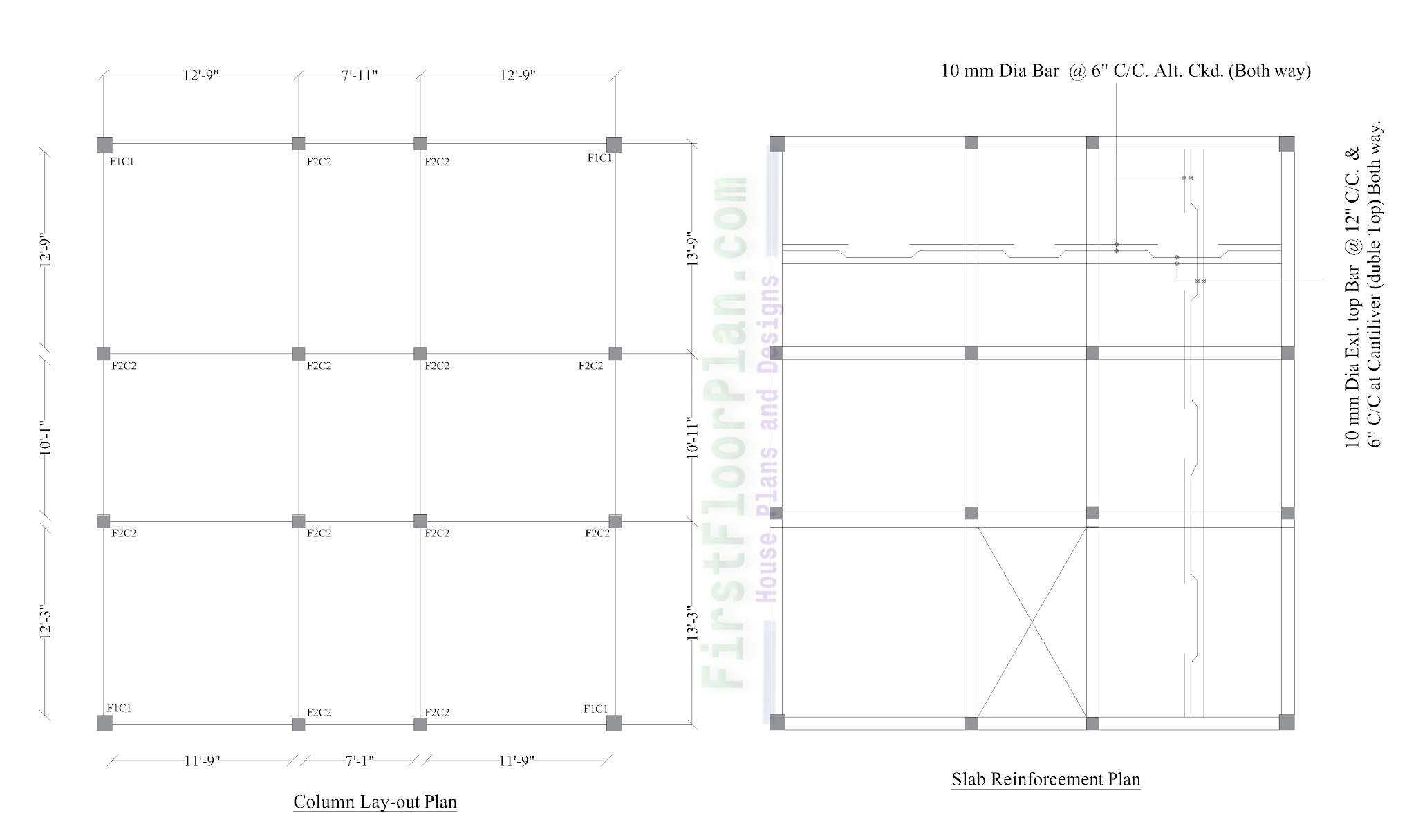 column layout and slab reinforcement details