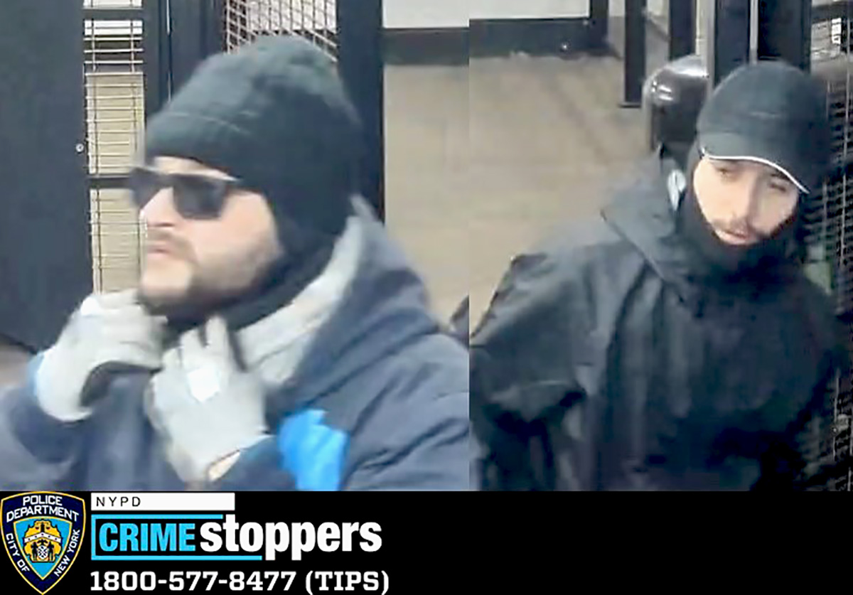 The NYPD is searching for these men in connection with the theft of $225,000 in luxury handbags from a SoHo store. -Photo by NYPD