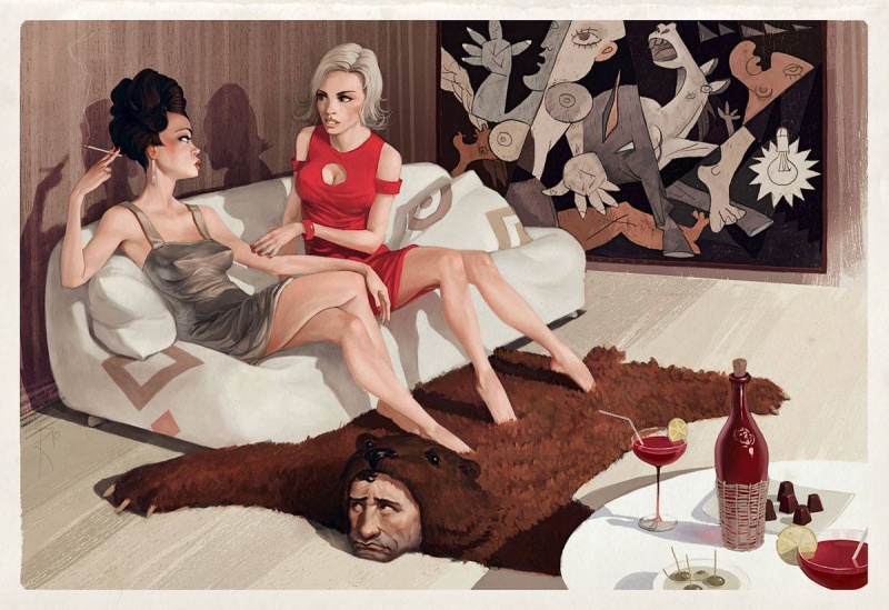 15 Satirical Paintings Perfectly Illustrate The Insanity Of Modern Day Society - Living room decoration