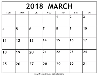 Free Printable Calendar March 2018