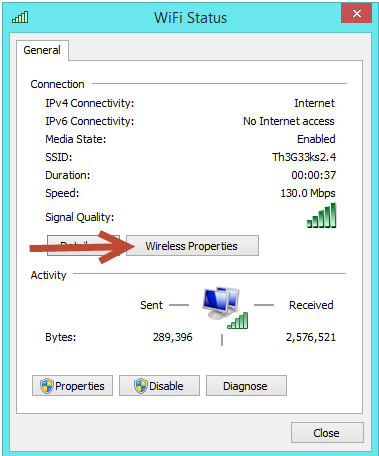 internet status in windows 8 or windows 8.1