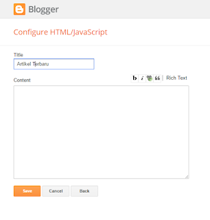 Cara Membuat Widget Artikel Terbaru di Blogger