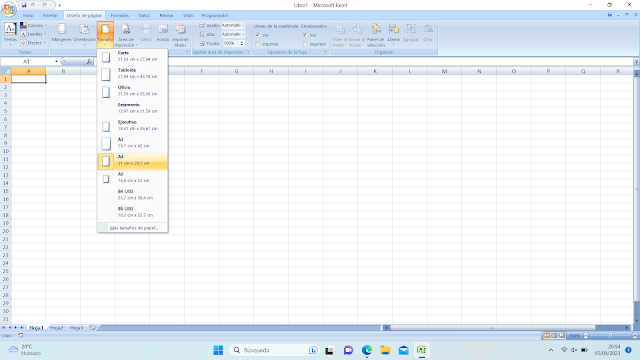 Cambiar el tamaño de la hoja de Excel