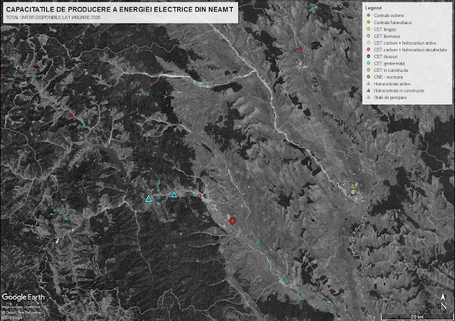 Unitati de producere a energiei electrice din judetul Neamt in anul 2020.