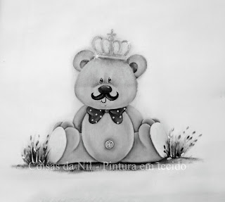 desenho de ursinho principe com bigode para pintar em fraldas