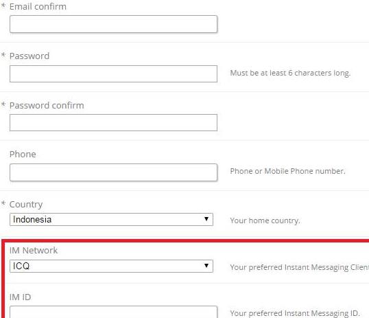 Formulir pendaftaran Popcash