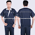 Đồng phục công nhân ngắn tay màu xanh đen phối xám