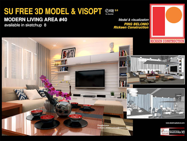  delineate of piece of employment organisation bill of fare inserted inward the download file Great gratis sketchup model modern living expanse #40 & Vray Visopt