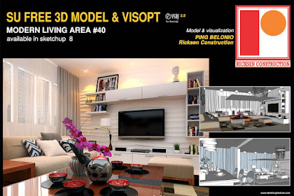 Great Gratis Sketchup Model Modern Living Expanse #40 & Vray Visopt