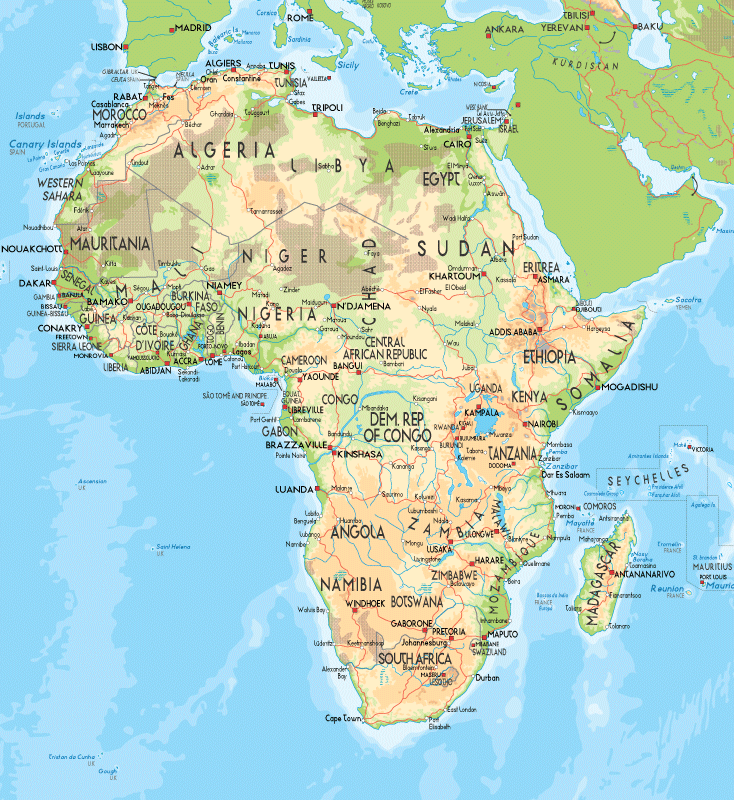 Jungle Maps Physical Map Of Africa Quiz