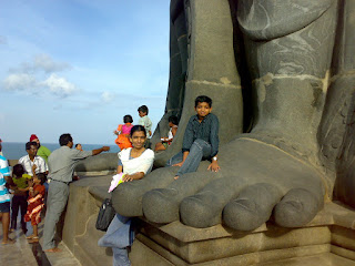 the foot of 133ft tall Thiruvalluvar Statue