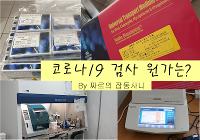 코로나19 검사에 필요한 진단키트, 수송배지, 핵산추출기, PCR 장비 입니다.