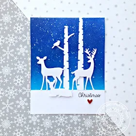 Sunny Studio Stamps: Rustic Winter Snowy Sky Watercolored Background Christmas Card by Franci Vignoli