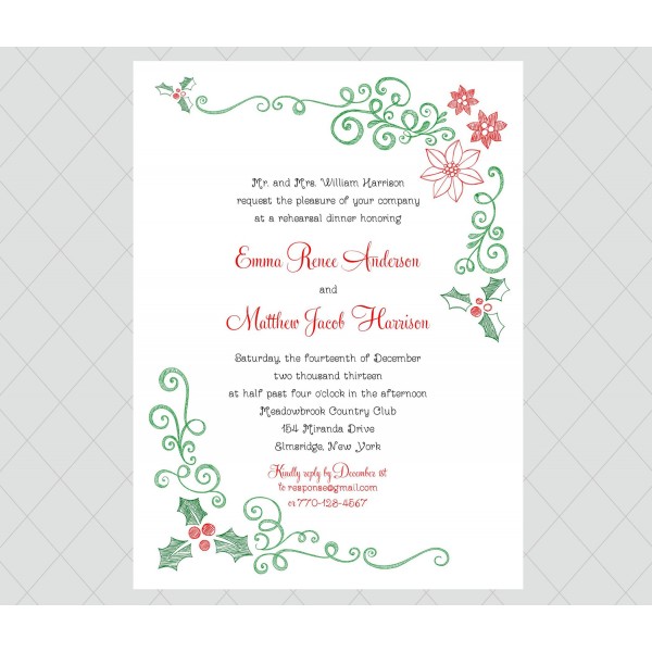 White Wedding Invitations: Wedding Rehearsal Dinner Invitations