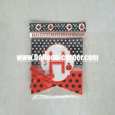 Bunting Flag Segilima HAPPY BIRTHDAY Motif Bunga & Kumbang