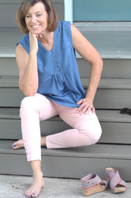 Indiesew's Valencia Tunic in Rayon Denim Shirting