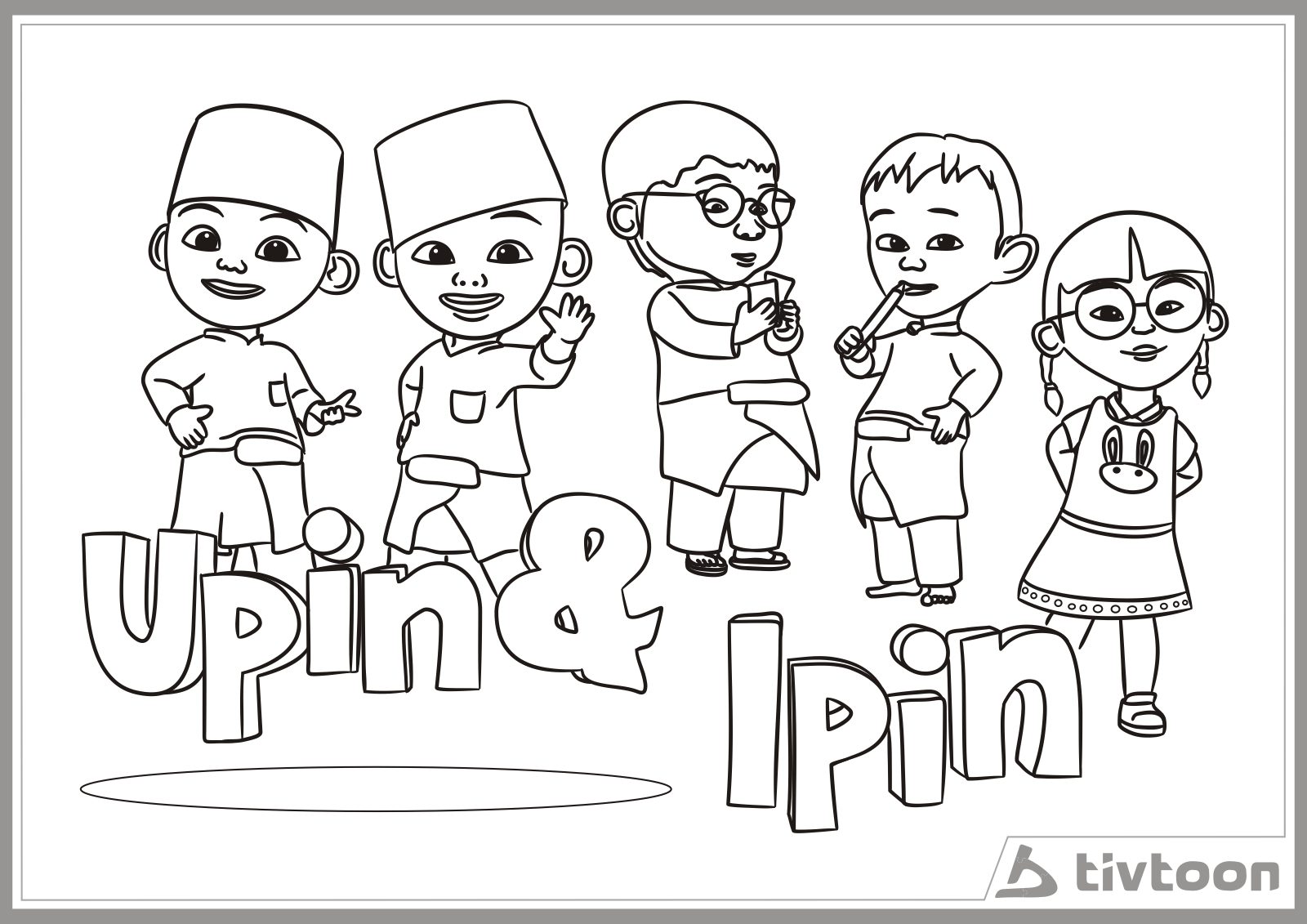 10 Mewarnai Gambar Upin Ipin