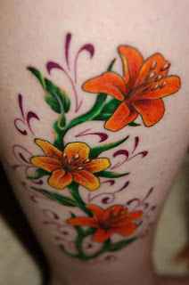 Feminine Tattoos - Full Color Flower Tattoos
