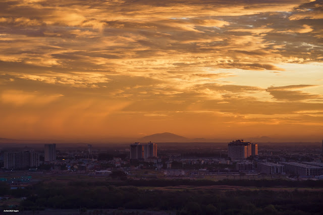 Sunrise with Chua Chan mountain with the view from Ho Chi Minh City