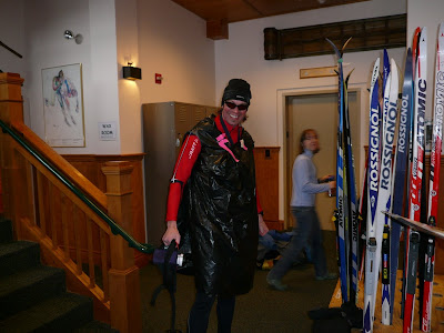 Jeff Palleiko in his make-shift windbreaker from trash bags