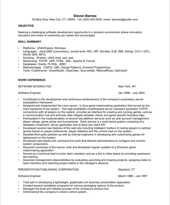 Software Developer Sample Resume | Sample Resumes