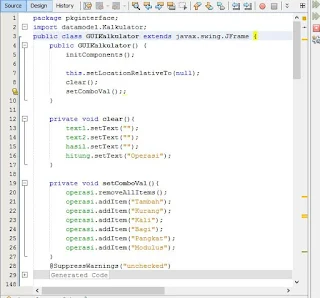 Contoh Program GUI Kalkulator pada Java