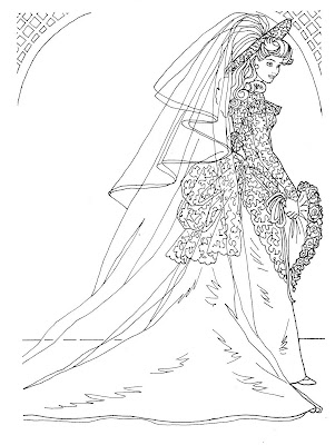 BRIDAL GOWN COLORING PAGES