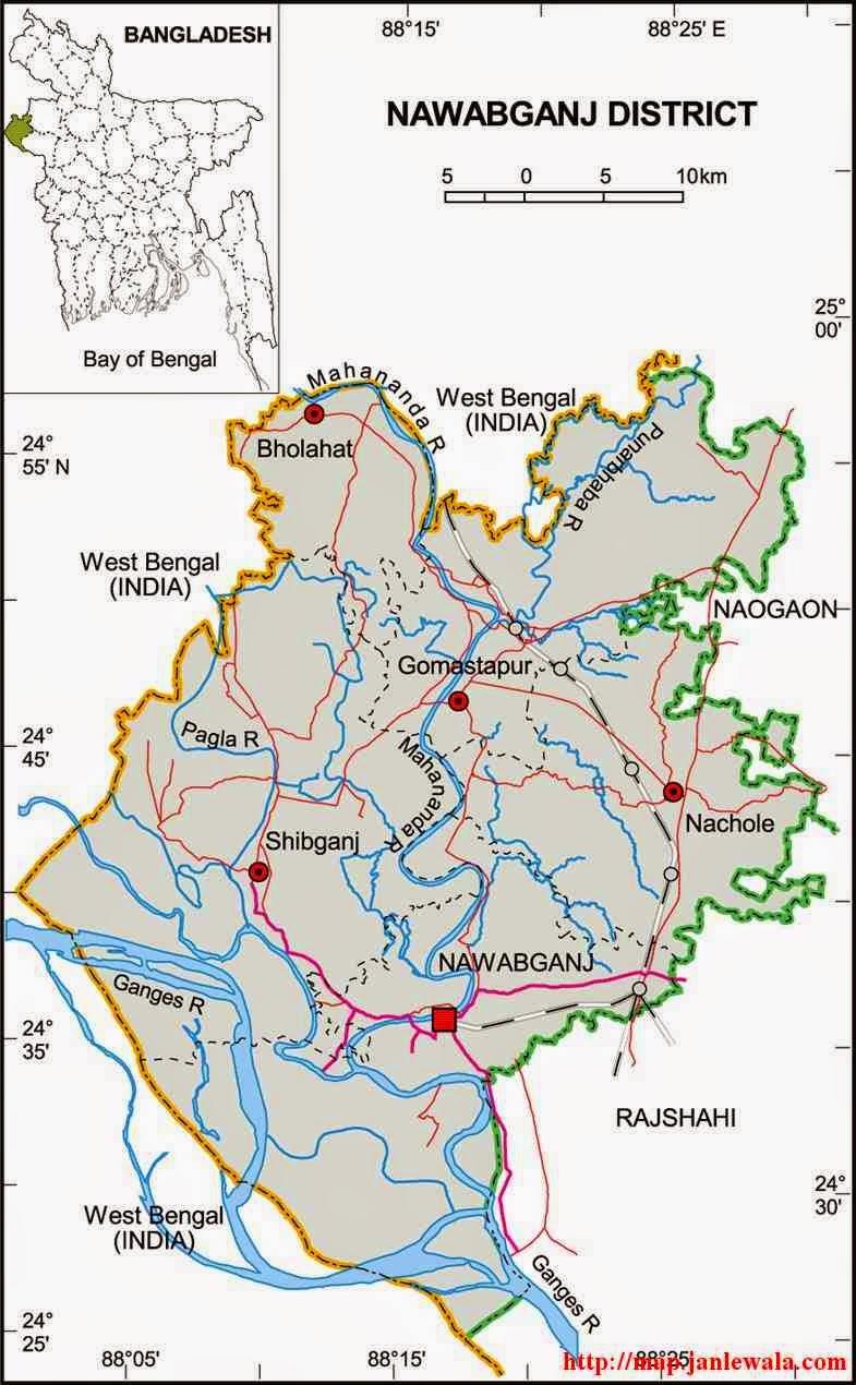 nawabganj zila map of bangladesh