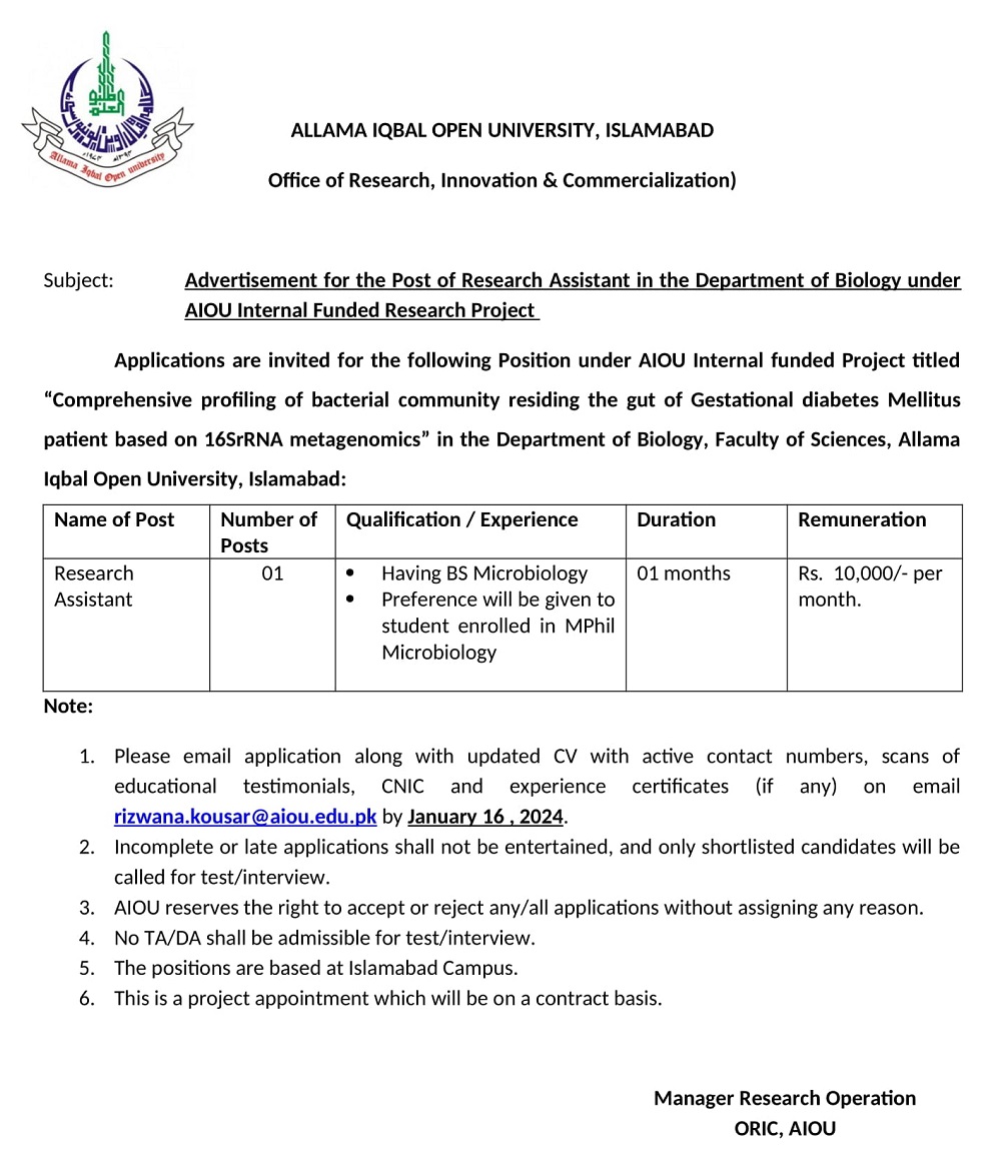 Jobs in Allama Iqbal Open University AIOU