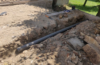 First section of pipe through the wall