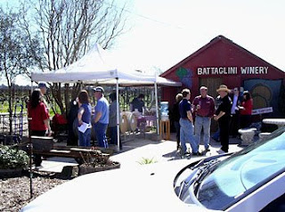 Battaglini Winery, with barrels set out for tasting