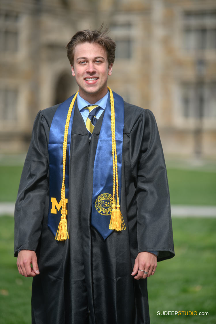University of Michigan Engineering Graduation Pictures on Campus by SudeepStudio.com Ann Arbor Graduation Portrait Photographer