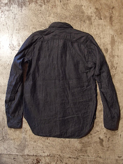 engineered garments work shirt in indigo denim shirting