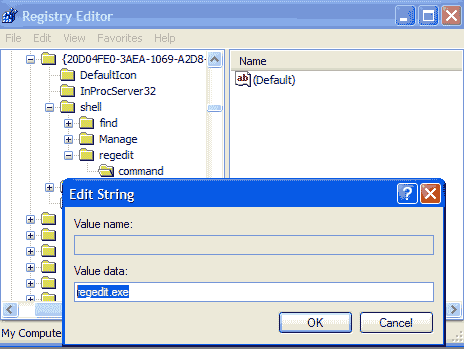 value regedit.exe