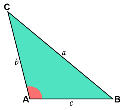 鈍角三角形の余弦定理