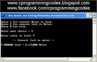 Output of convert Inch to Meter C program