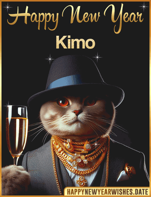 Happy New Year Cat Funny Gif Kimo